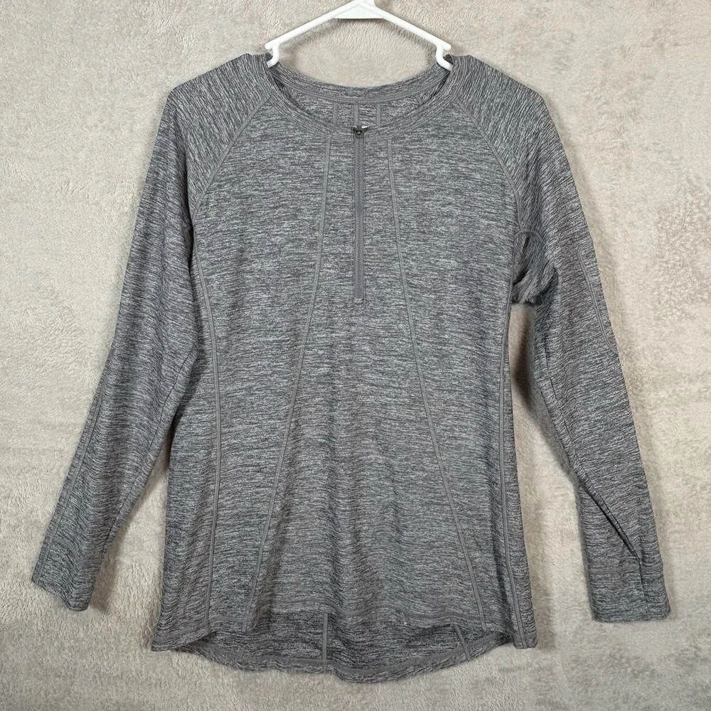 Athleta Pacifica Half Zip Rashguard Swim Top Long Sleeve UPF 50+ Size Large Gray